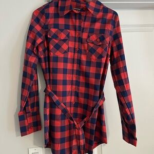 Plaid Button Down Shirt - Red and Blue